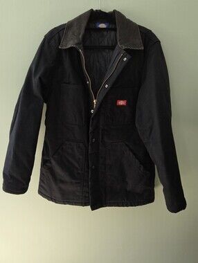Dickies Black Canvas Chore Coat Men's Medium Quilted Insulated Barn Jacket Work